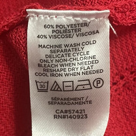 Ann Taylor Womens Top Size Small Petite Ruffle Sleeveless Straps Open Knit Red - Picture 7 of 7